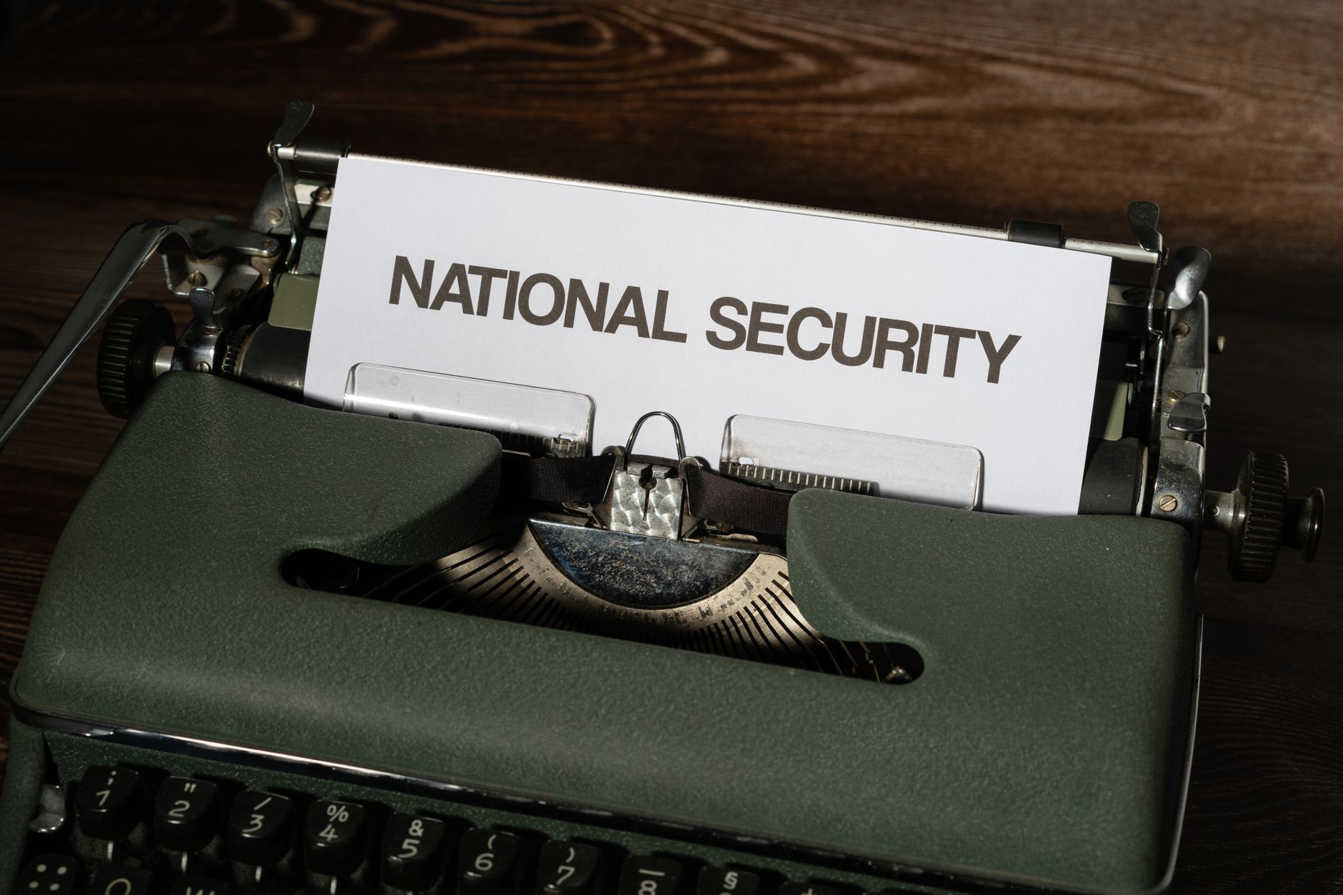 Typewriter with 'National Security' text